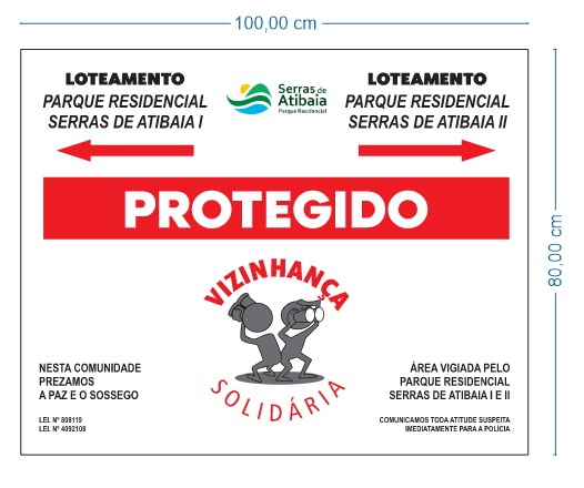 Associação renova placa de Vigilância Solidária na entrada do loteamento